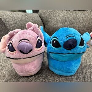 Disney Stitch Blue and Pink Plush Slippers